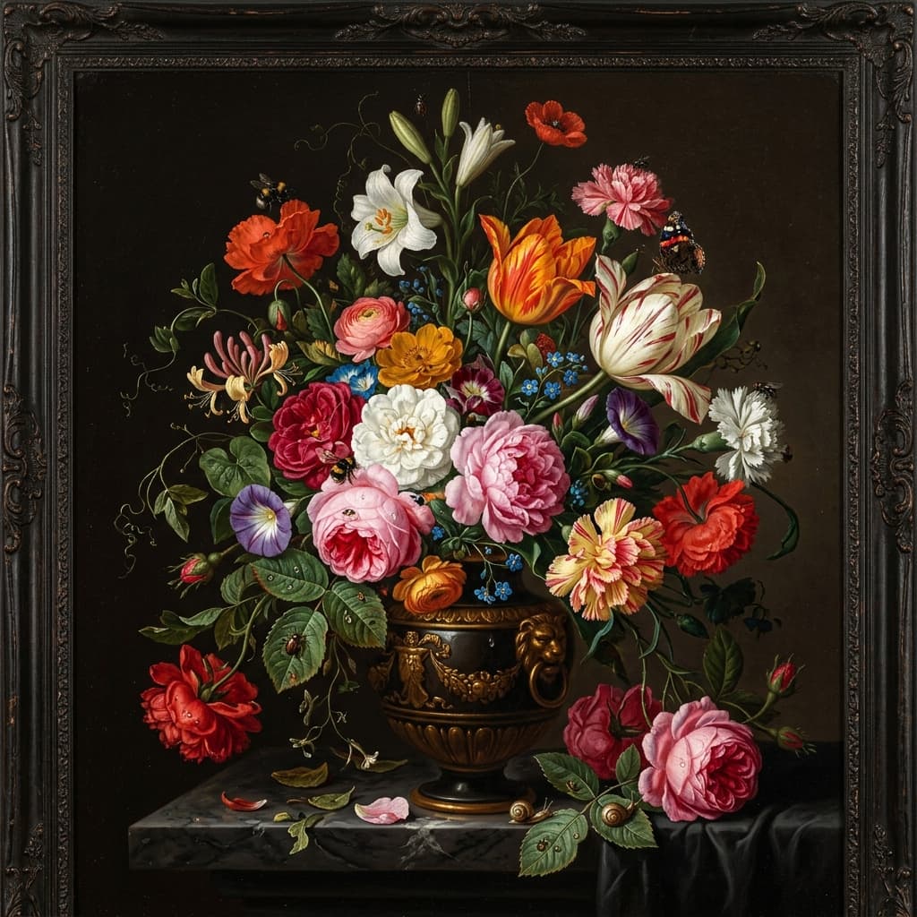 Vibrant floral still life painting